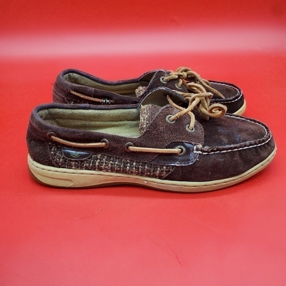 Sperry Top Siders Womens 7.5 Dark Brown Leather Boat Shoes - Picture 2 of 14